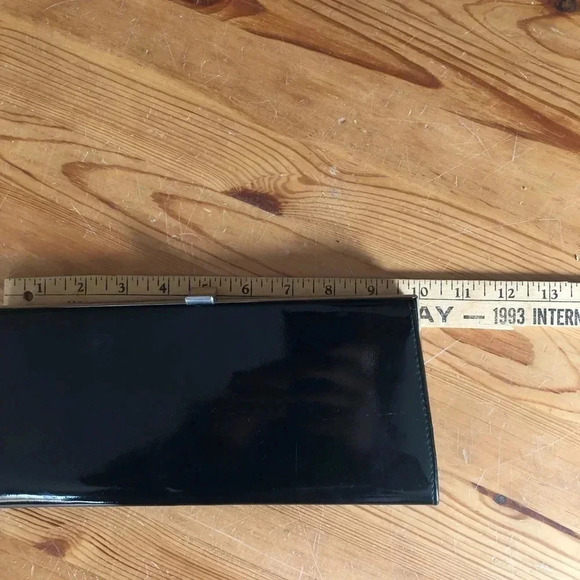 Vtg  Patent Leather Black Clutch - Picture 7 of 9